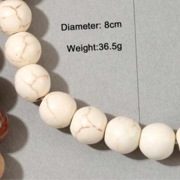 2 piece Marble Cross Stone black/white Bracelet set - Picture 2 of 5